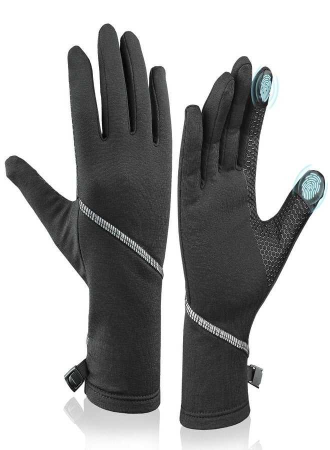 Tiny Chou Winter Gloves - Warm, Touchscreen Non-Slip Thermal Gloves for Running, Cycling, Driving, Hiking - Windproof, Lightweight - Black - Medium - Image 1